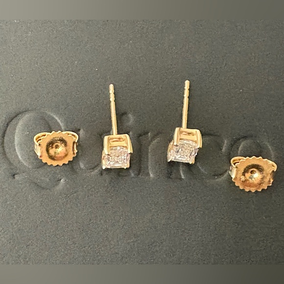 Quince 14k Gold Lab Grown Diamond Emerald Solitaire Studs - Picture 4 of 16